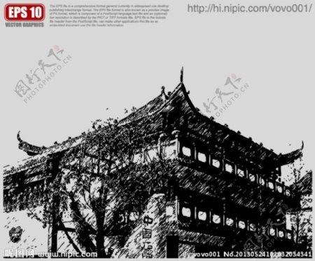 中国建筑矢量剪影图片