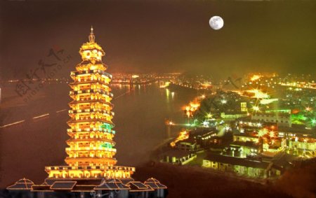 广信塔夜景图片