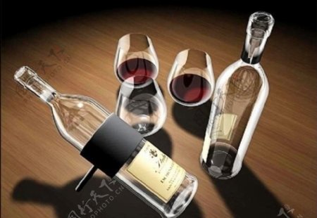 瓶子玻璃酒杯模型图片