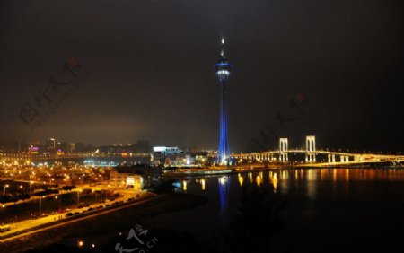 澳门旅游塔夜景图片