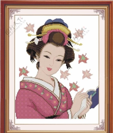 日本仕女十字绣图片