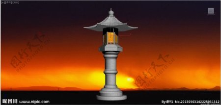 中式景观灯3d模型图片
