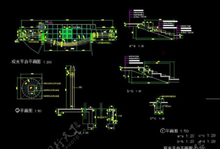 cad观光平台平立面图图片