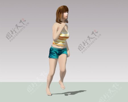 美女奔跑3D模型图片