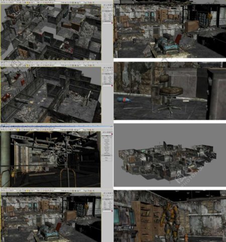 大型室内废墟max场景图片