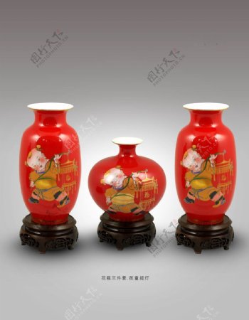 红瓷花瓶系列图片