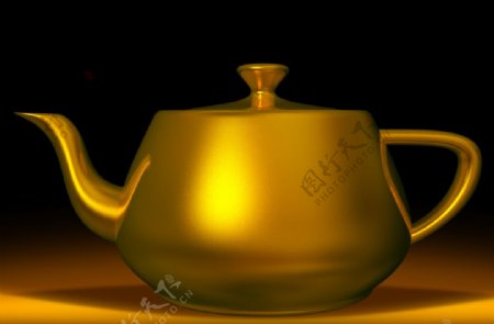 高清黄金质感茶壶图片