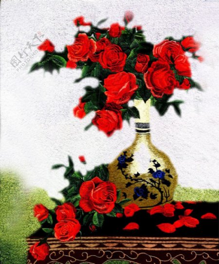 红瓶花底图图片