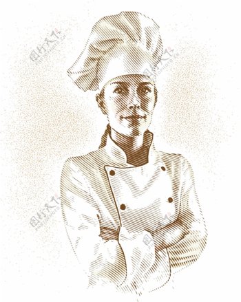 素描女厨师图片