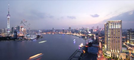 上海浦江两岸夕照图片