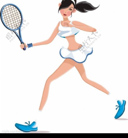 女孩打网球图片
