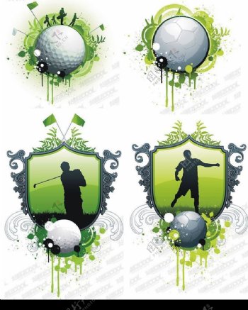 高尔夫与足球主题矢量素材图片