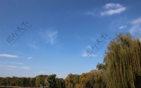 湖水蓝天风景图片