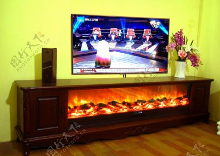 上海电视台柜壁炉图片