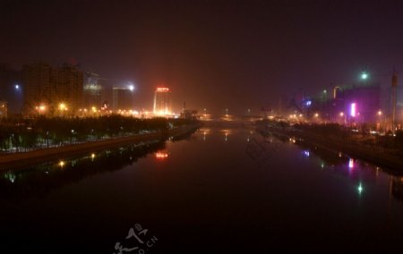 济南小清河城市夜景图片