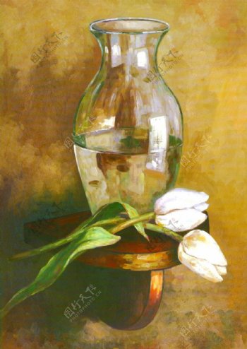 花卉玻璃瓶油画图片