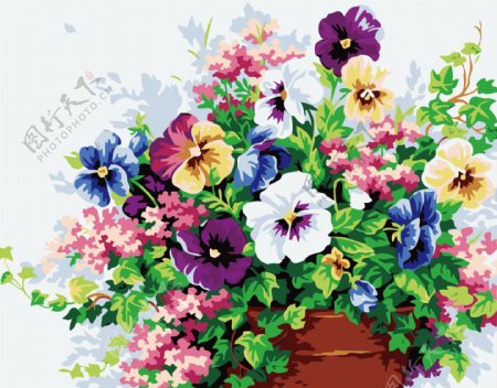 花团锦簇数字油画图片