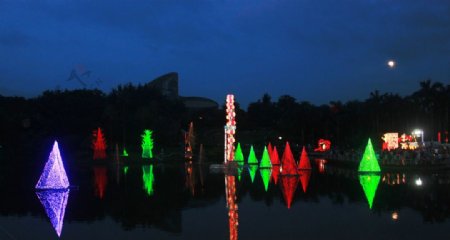 湖光十色夜灯图片
