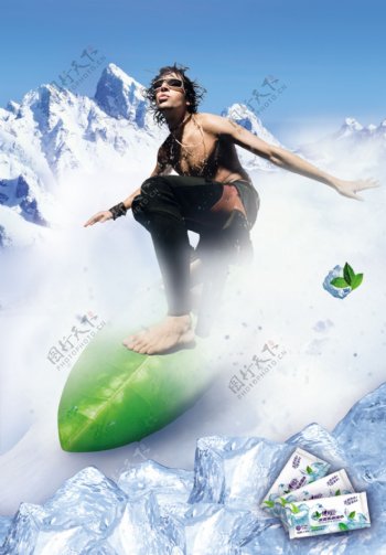 心相印纸巾系列广告之雪山滑冰图片