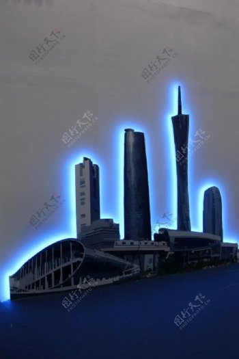 广州建筑灯光背景墙图片