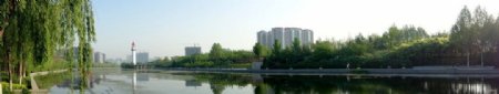 潍坊市虞河景观全景图图片