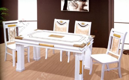 白色大理石餐桌椅图片