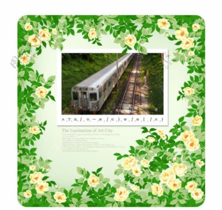 绿色花卉相框图片