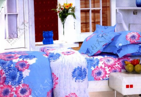 家纺床花背景环境色彩图片