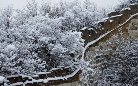 长城雪景图片