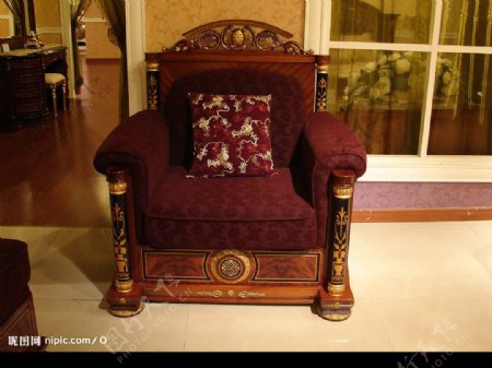 经典欧式家具单人沙发图片