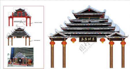 侗族风雨桥门型架子图片