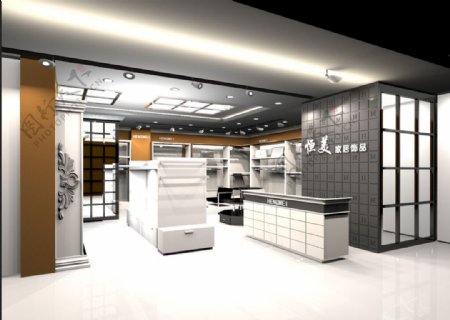 商铺室内装修3D设计方案源文件图片