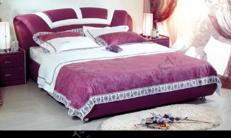 紫色床图片