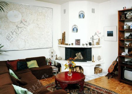 客厅摆设装饰墙画壁纸背景图片