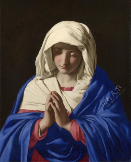 少女祈祷油画图片