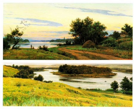 田园风景油画图片