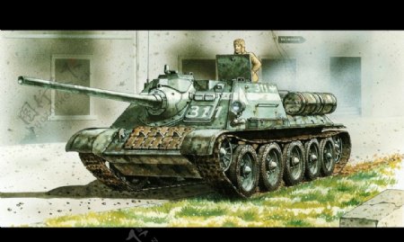 坦克绘画图片