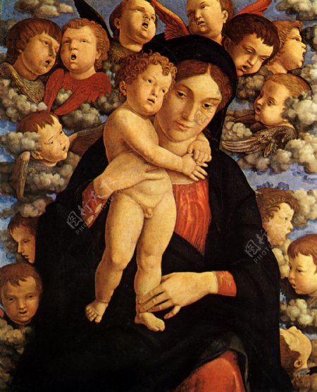 油画圣母与婴儿图片