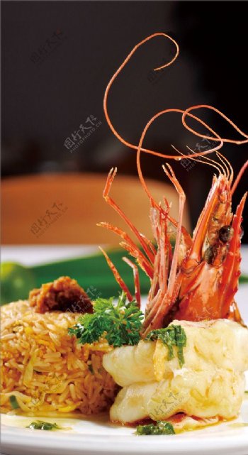 西贡扒大头虾配虾头膏炒饭图片