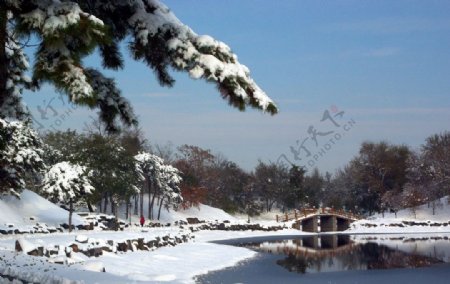 圆明园雪景图片