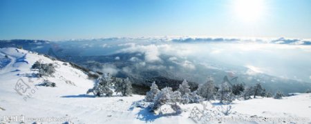 雪山风景全景图图片