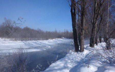 根河冬天河风景图片
