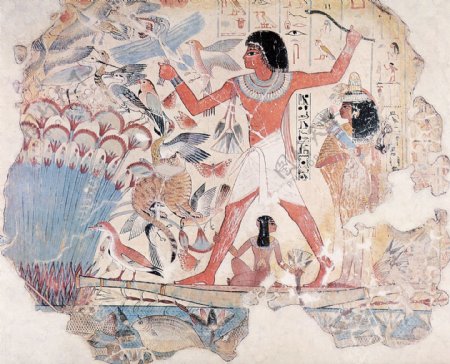 古埃及法老打猎壁画图片