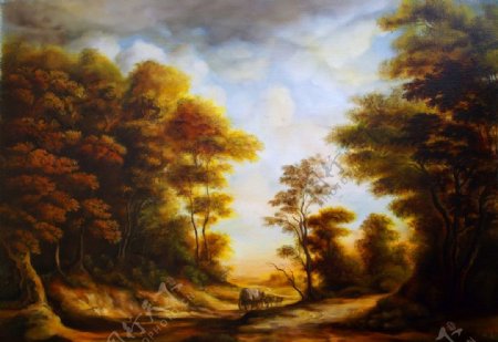 油画中世纪风景图片