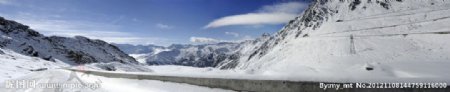 蓝天雪山雪景图片