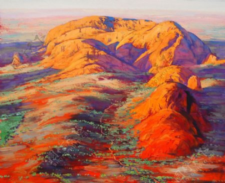 油画澳大利亚山景图片