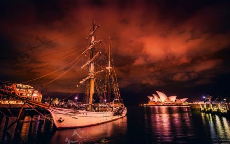 悉尼歌剧院海岸夜景图片