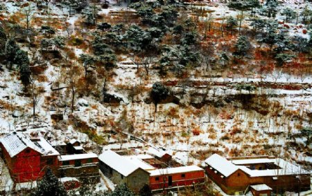 雪山民居图片