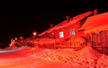 雪景夜景图片