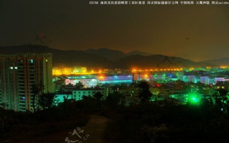 山水夜景工业区夜色图片